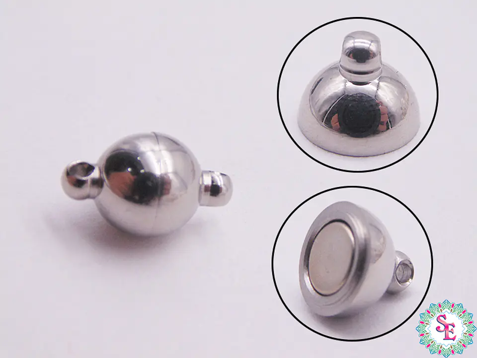 ACERO PLATEADO BROCHE IMAN REDONDO 8MM 1