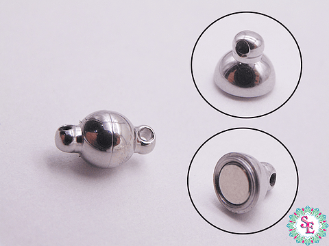 ACERO PLATEADO BROCHE IMAN REDONDO 6MM