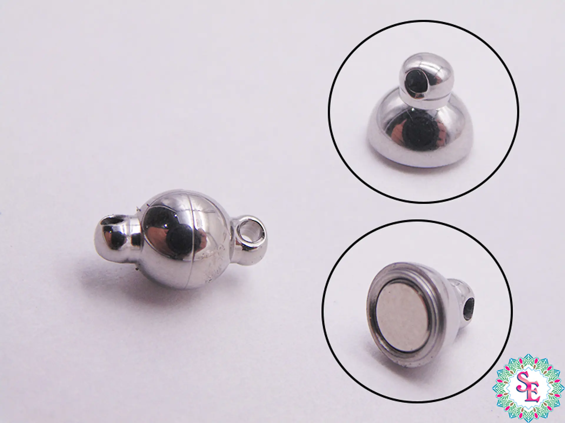 ACERO PLATEADO BROCHE IMAN REDONDO 6MM 1