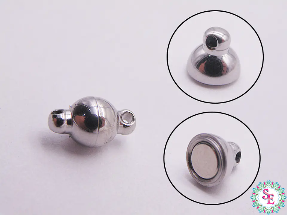 ACERO PLATEADO BROCHE IMAN REDONDO 6MM 1