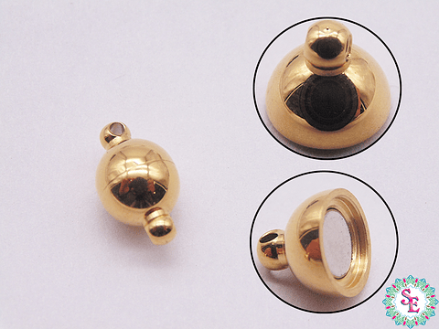 BROCHE IMAN ACERO DORADO REDONDO 8MM