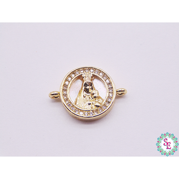 RODIO DORADO  VIRGEN NACAR CIRCON BLANCO 12.5MM  1