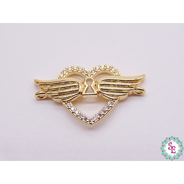 RODIO DORADO CORAZON ALAS CIRCON BLANCO 24.73*14.16MM 1