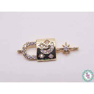 RODIO DORADO CANDADO LLAVE CIRCON BLANCO 26*9.42MM