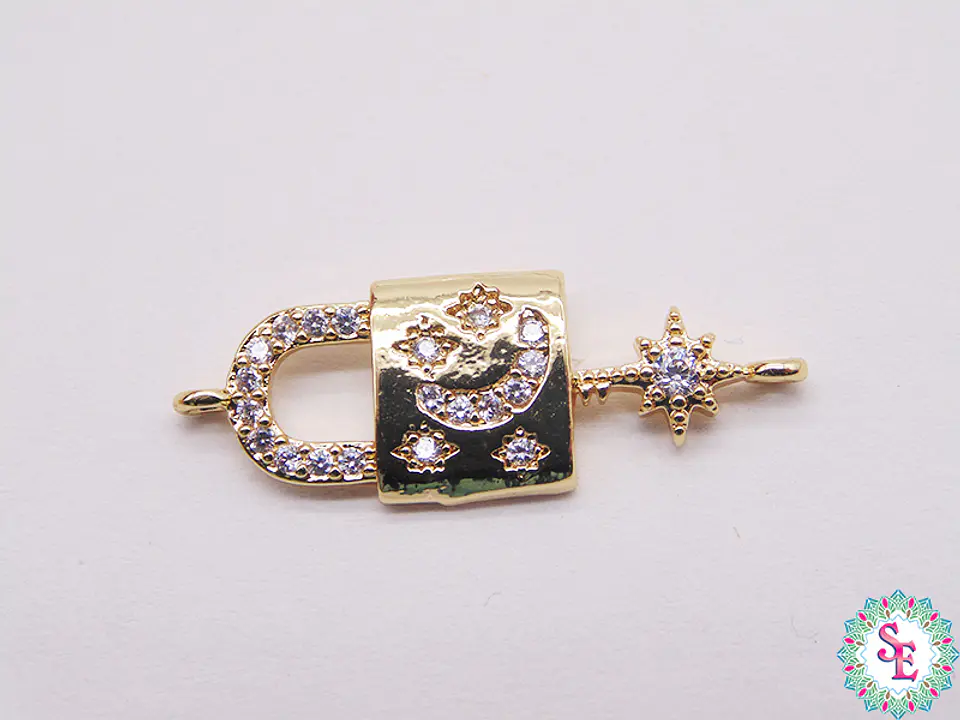RODIO DORADO CANDADO LLAVE CIRCON BLANCO 26*9.42MM 1