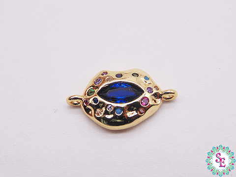 RODIO DORADO BOCA CENTRO AZUL CIRCON MIX 11MM