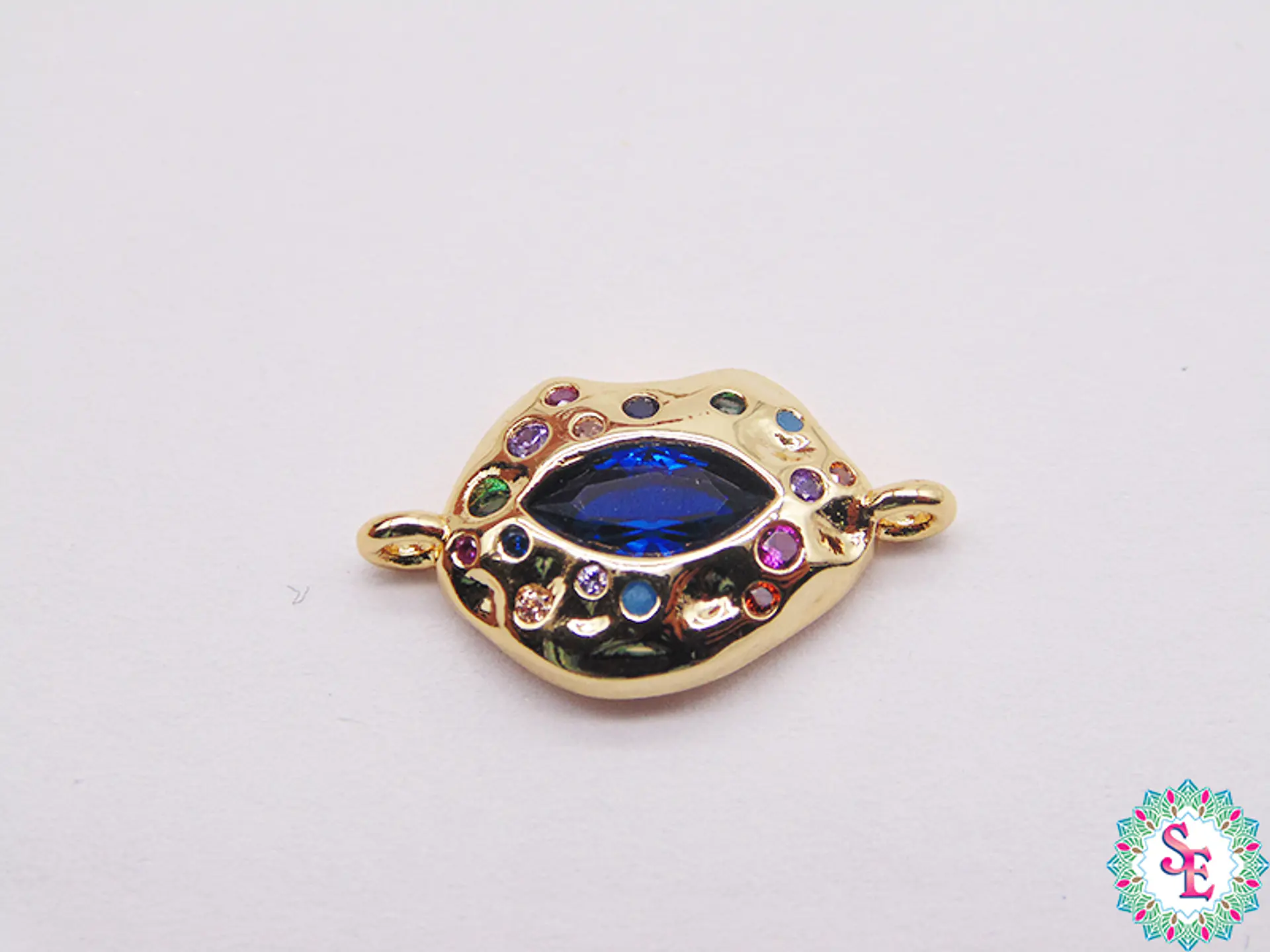 RODIO DORADO BOCA CENTRO AZUL CIRCON MIX 11MM 1