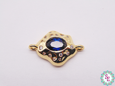 RODIO DORADO BOCA CENTRO AZUL CIRCON BLANCO 11MM