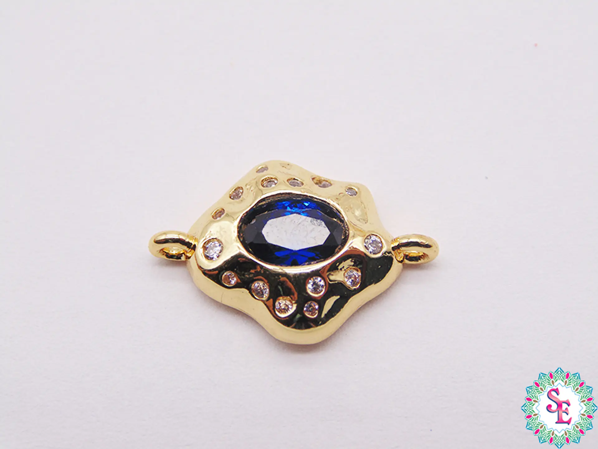 RODIO DORADO BOCA CENTRO AZUL CIRCON BLANCO 11MM 1