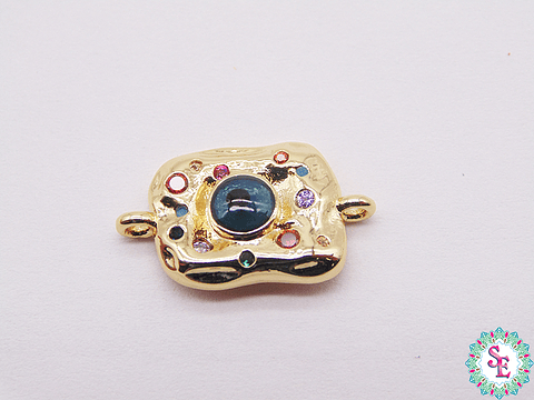 RODIO DORADO PLACA CENTRO VERDE AZUL CIRCON MIX 14MM