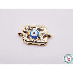 RODIO DORADO PLACA OJO TURCO CIRCON BLANCO 14MM