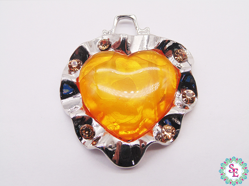 SILVER SILVER SAMAK YELLOW HEART PENDANT -1 (46MM) X UNIT