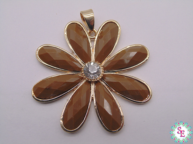 SAMAK GOLDEN OLIVE GREEN FLOWER PENDANT -3 (53MM) X UND