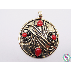 SAMAK BRONZE ROUND RED PENDANT -1 (54.44MM) X UND