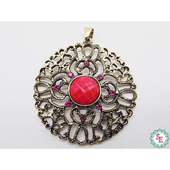 SAMAK BRONZE ROUND PENDANT FUCHSIA PURPLE -4 (56.61MM) X UND