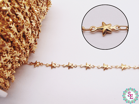 ACERO DORADO  CADENA ESTRELLA 5MM  X METRO 