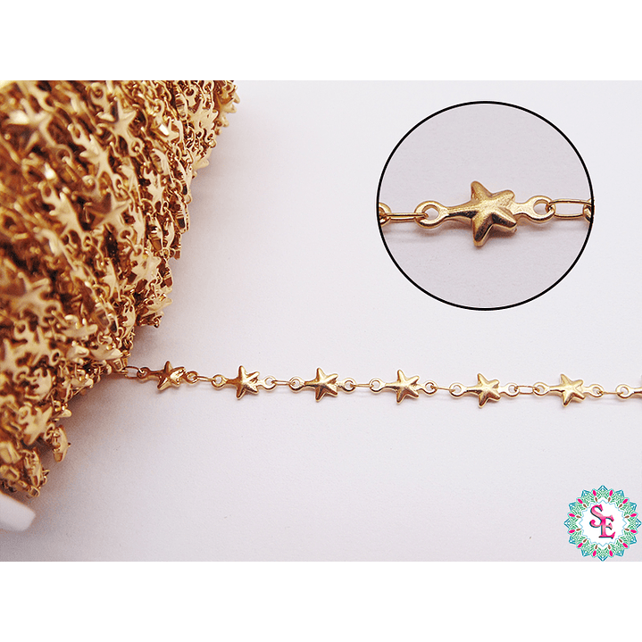 ACERO DORADO  CADENA ESTRELLA 5MM  X METRO  1