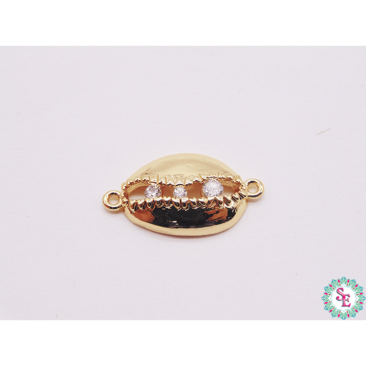 RODIO DORADO TERMINAL CONCHA 3 CIRCON BLANCO  20MM 1