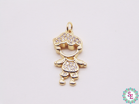 RODIO DORADO DIJE NIÑO CRESPO CIRCON BLANCO 19MM