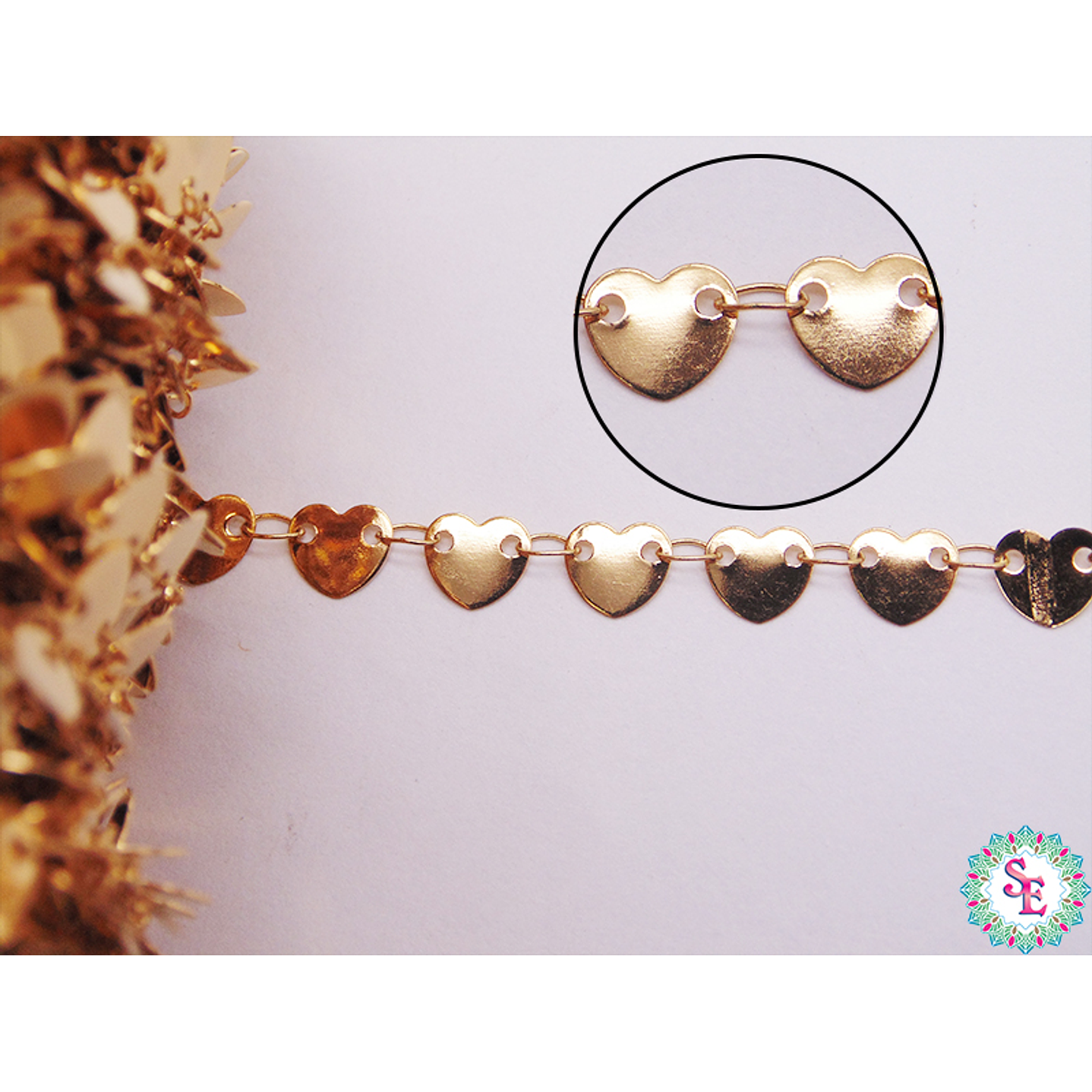  ACERO DORADO CADENA CORAZON 6MM 1