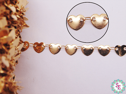  ACERO DORADO CADENA CORAZON 6MM