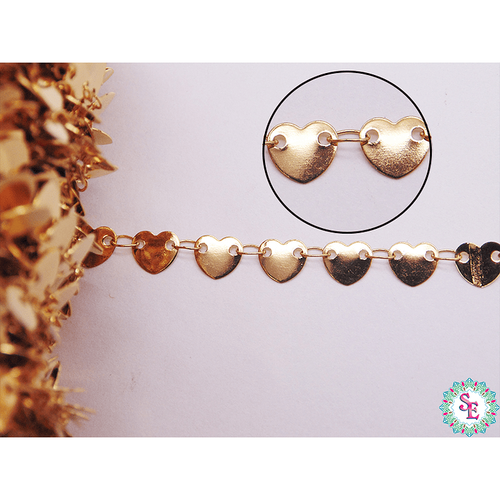  ACERO DORADO CADENA CORAZON 6MM 1