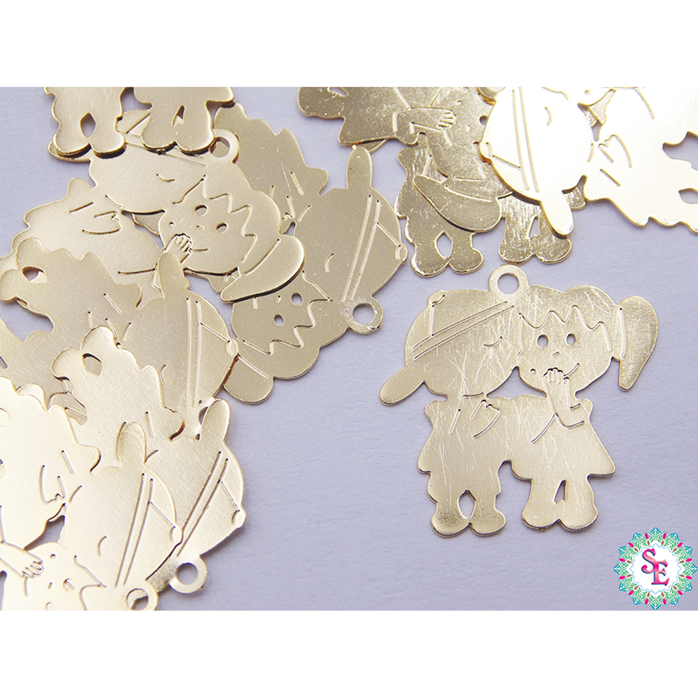 ORO GOLFI METALICO DIJE NIÑO NIÑA 16 MM 1