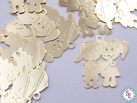 ORO GOLFI METALICO DIJE NIÑO NIÑA 16 MM