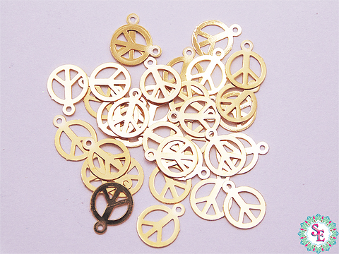 ORO GOLFI METALICO MINI DIJE SIMBOLO PAZ 8MM