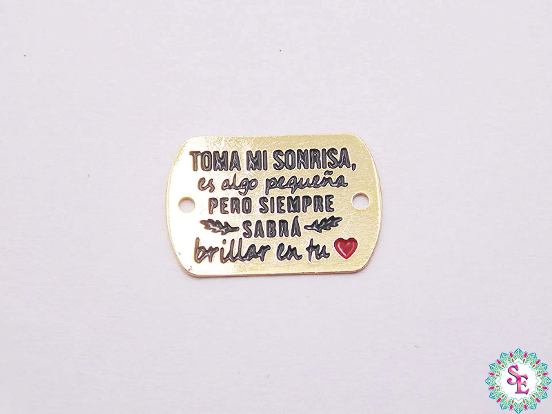 ORO GOLFI TERMINAL PLACA RECTANGULO TOMA MI SONRISA 20*18MM X UND  1