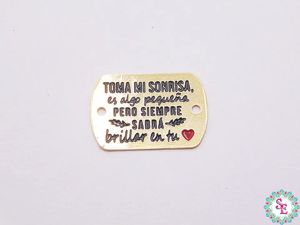 ORO GOLFI TERMINAL PLACA RECTANGULO TOMA MI SONRISA 20*18MM X UND  1