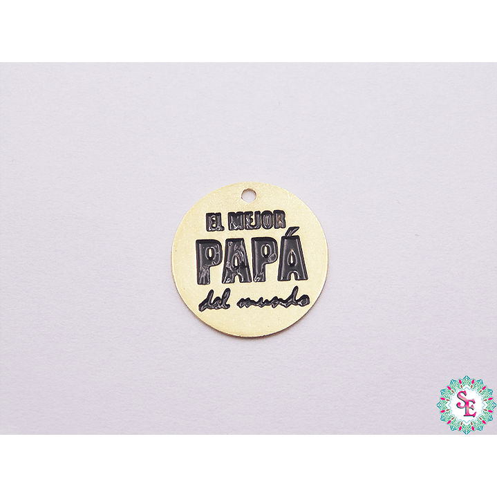 ORO GOLFI DIJE REDONDO EL MEJOR PAPA 15MM X UND  1