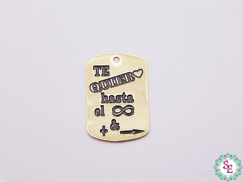 ORO GOLFI TERMINAL RECTANGULO TEQUIERO HASTA TE QUIERO HASTA EL INFINITO 20*18MM X UND