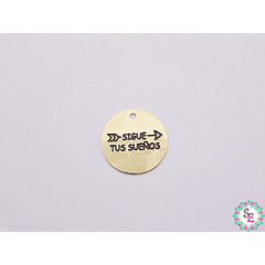 GOLD GOLFI ROUND PENDANT FOLLOW YOUR DREAMS 13MM X PCS