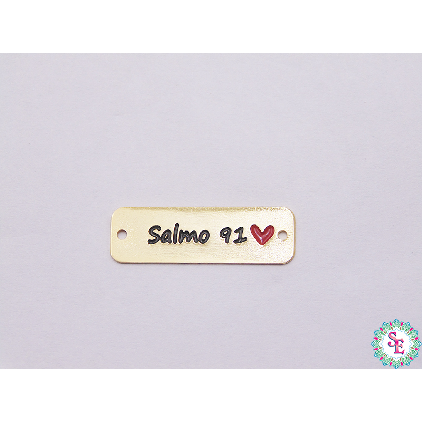 ORO GOLFI TERMINAL PLACA SALMO 91 CORAZON ROJO 25MM X UND  1