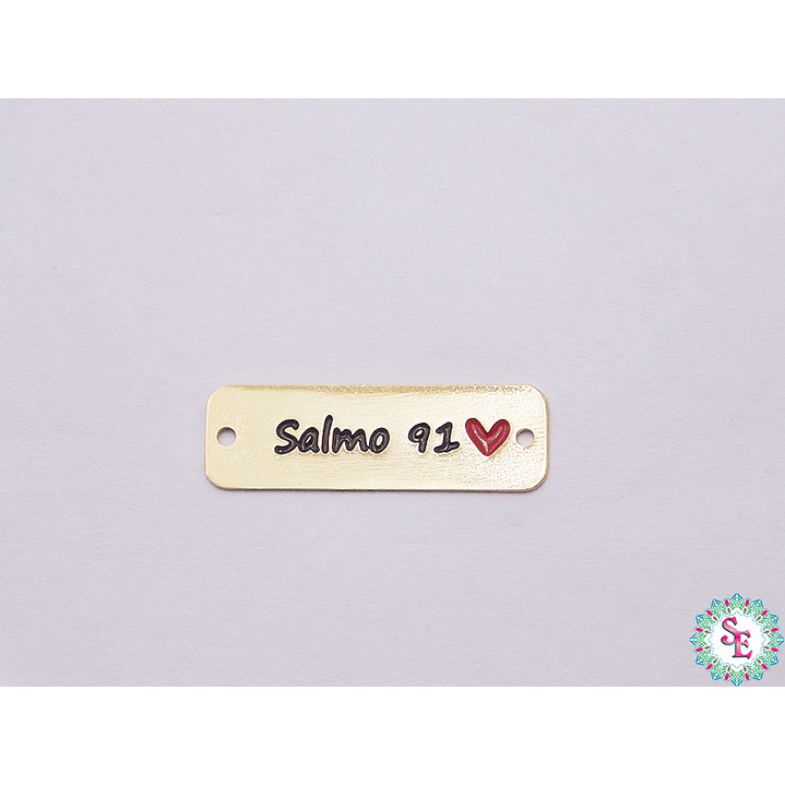 ORO GOLFI TERMINAL PLACA SALMO 91 CORAZON ROJO 25MM X UND  1