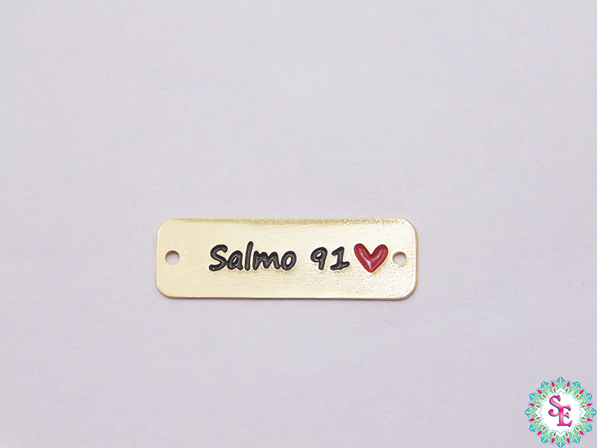 GOLD GOLFI TERMINAL PLATE SALMO 91 RED HEART 25MM X UND 1