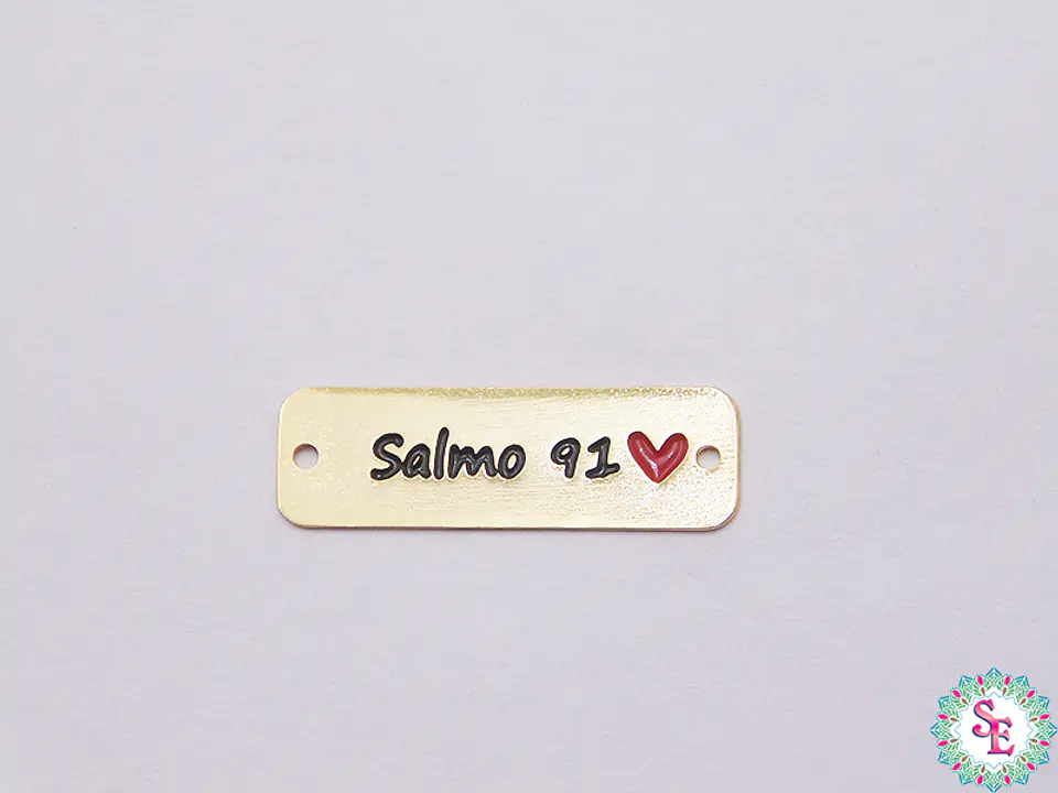 GOLD GOLFI TERMINAL PLATE SALMO 91 RED HEART 25MM X UND 1