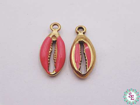 ACERO DORADO DIJE CONCHA RESINA SALMON 18*8MM 