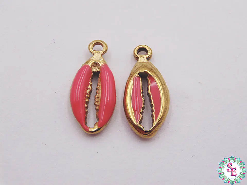 ACERO DORADO DIJE CONCHA RESINA SALMON 18*8MM  1