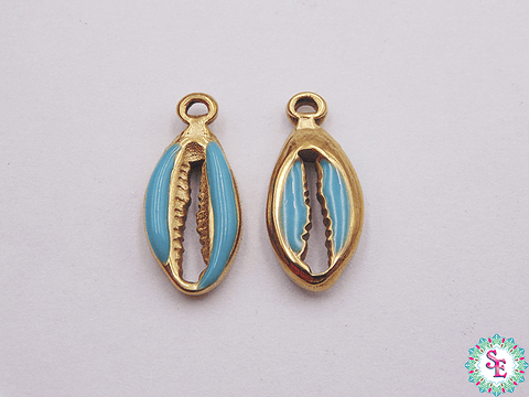 ACERO DORADO DIJE CONCHA RESINA VERDE MENTA 18*8MM 