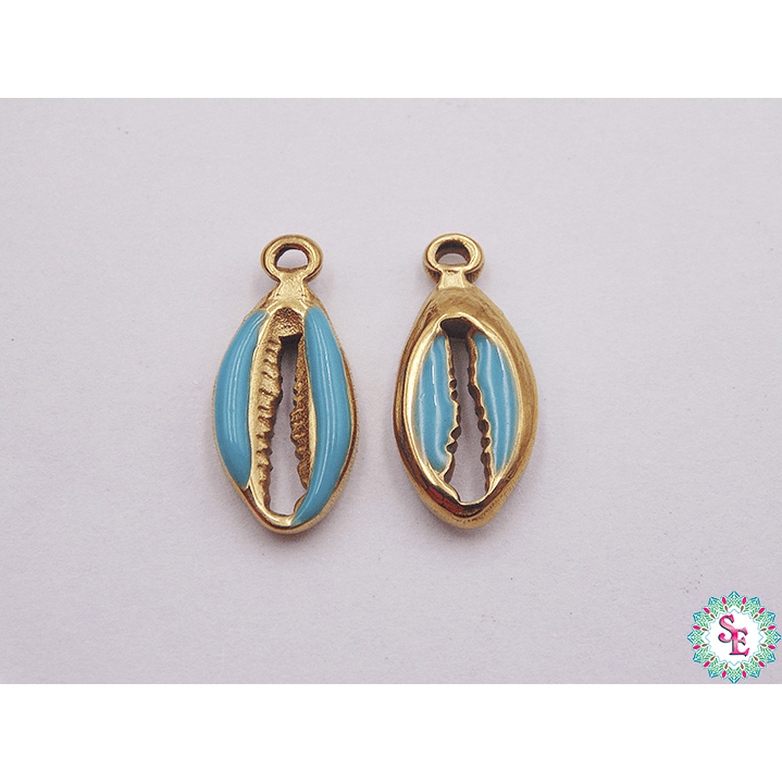 ACERO DORADO DIJE CONCHA RESINA VERDE MENTA 18*8MM  1