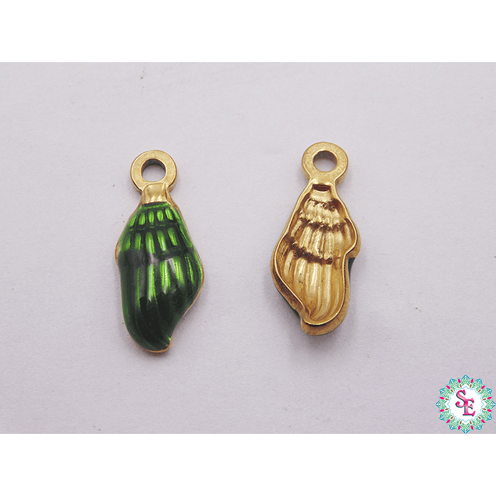 ACERO DORADO DIJE CARACOL RESINA VERDE 18*8MM  1