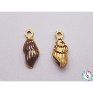 ACERO DORADO DIJE CARACOL RESINA CAFE 18*8MM 