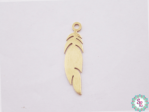 ACERO DORADO DIJE PLUMA 25*0.6*0.1 MM