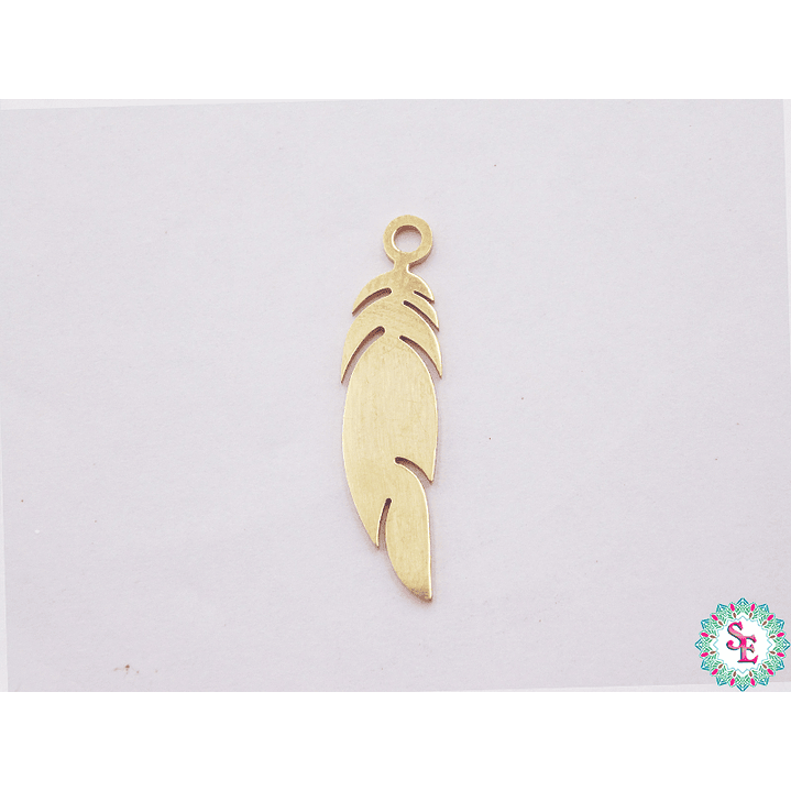 ACERO DORADO DIJE PLUMA 25*0.6*0.1 MM 1