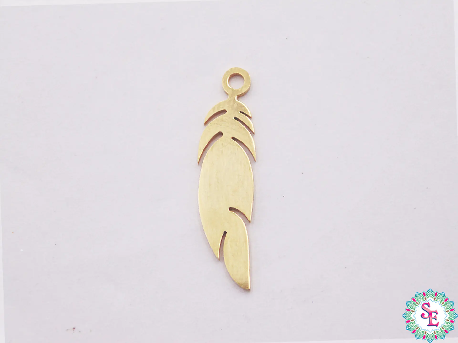 ACERO DORADO DIJE PLUMA 25*0.6*0.1 MM 1