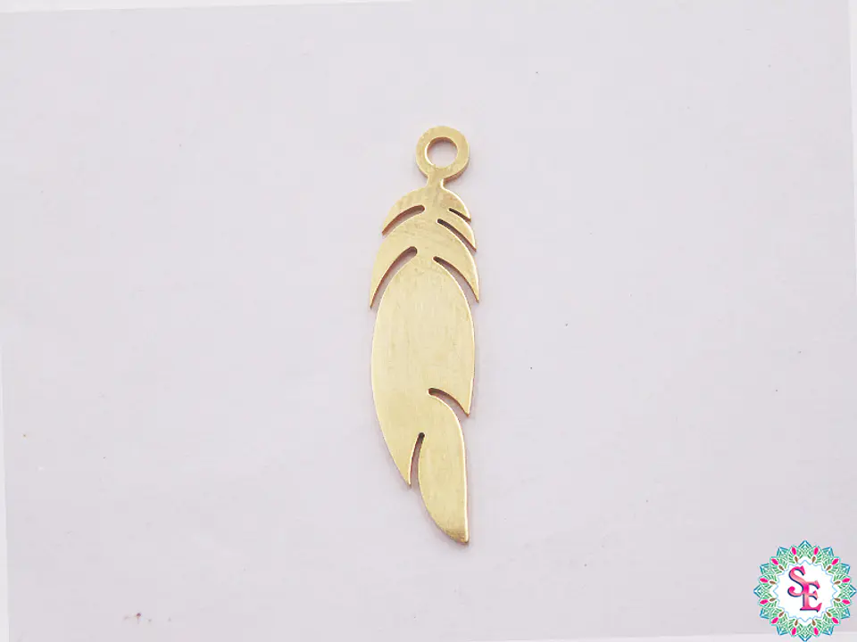 ACERO DORADO DIJE PLUMA 25*0.6*0.1 MM 1