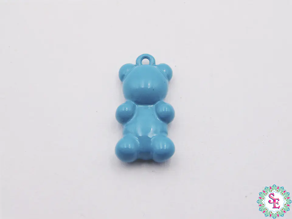 RODIO DIJE PINTADO OSO AZUL TURQUEZA 16MM  1