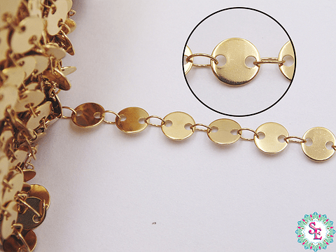  ACERO DORADO CADENA ESLAVON REDONDO PLANO 6MM 